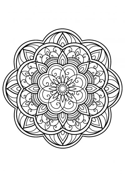 Mandala with rounded patterns coloring page