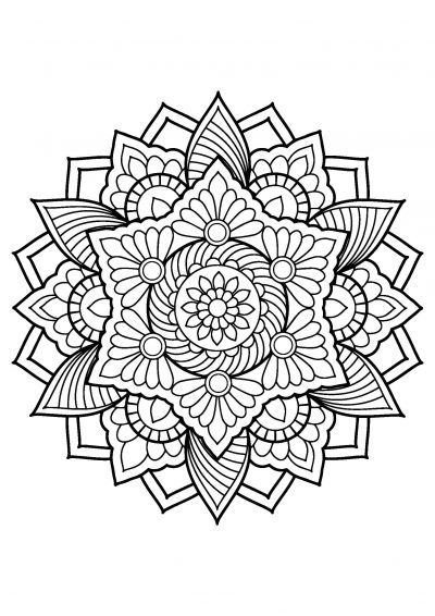 Сoloring page mandala angular flower