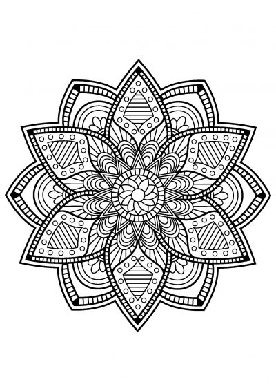 Mandala coloring page with leaf pattern