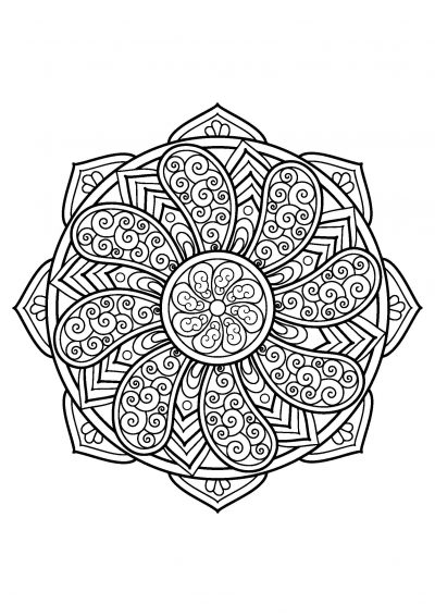 Spiral mandala coloring page