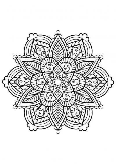 rounded flower mandala coloring page